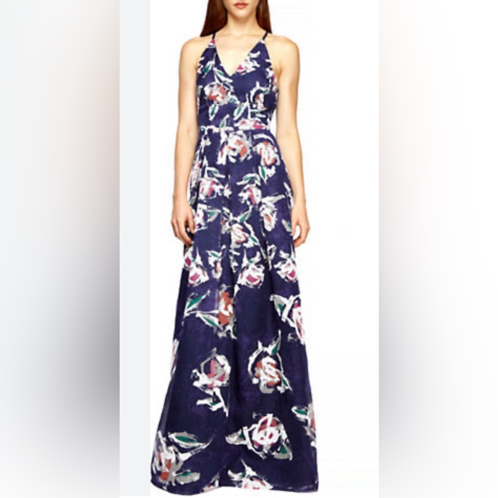 Phoebe Kay Unger Women’s Gown V-Neck Floral Organza Ball Gown Dress Size 2